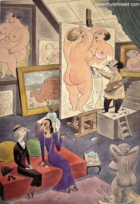 Richard Taylor, Richard Denison Taylor | Artist Painting Nude Women in Artist Studio - Perhaps Playboy Cartoon | ComicArtFans Classifieds