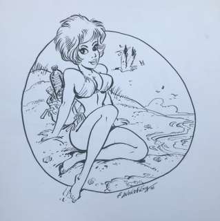 Natacha - Grand Dessin original - Natacha Ã  la mer - (2016) | Catawiki