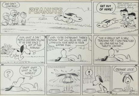 SCHULZ PEANUTS SUNDAY 1958 SNOOPY COMIC STRIP