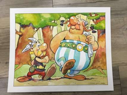 Frisano, Thomas - Dessin original en couleur - Hommage Ã  Asterix - Aquarelle | Catawiki