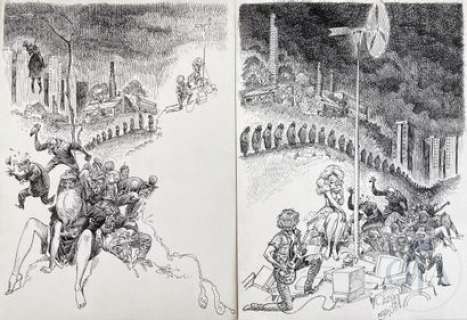 Malik/Paire de dessins originaux sur le thème de "la crise".… | Dagoty