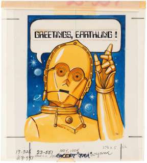  - "STAR WARS" C-3PO GREETING CARD ORIGINAL ART.
