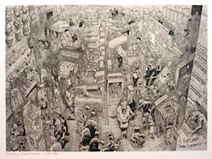 Harvey Kurtzman Lithograph: Times Square S&N | Denis Kitchen Art Agency
