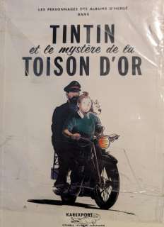 PASCAL SOMON (FRENCH CARTOONIST AND ILLUSTRATOR) 1960-2020 ORIGINAL INDIAN INK DRAWING ON PAPER, A TRIBUTE TO HERGE DATING FROM THE 1990S, INSPIRED BY THE 60‘S ALBUM "LE MYSTERE DE LA TOISON D‘OR"