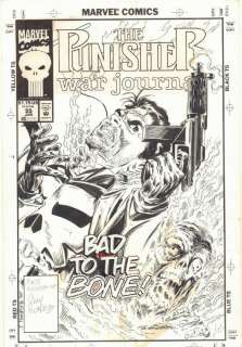 Gary Kwapisz - Punisher war journal #55 cover - punisher vs. Bosephus - 1993