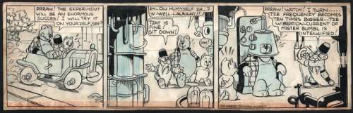 Marten Toonder & Studio Toonder - Originele strook - Bommel en Tom Poes -  De Atoomtrillingen  - Encre de Chine et crayon bleu - (1945) | Catawiki
