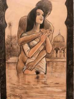 India Dreams - Crayonné original pour aquarelle - Page volante - EO | Catawiki