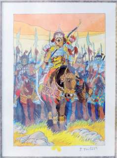 Joubert. Pierre | Â«AttilaÂ». Gouache couleurs sur papier signée en bas Ã  droite. | Tessier Sarrou