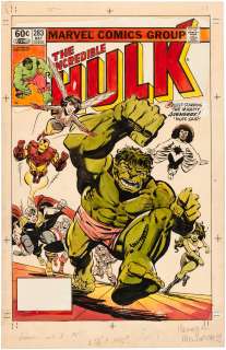 INCREDIBLE HULK #283 COMIC BOOK COVER ORIGINAL ART BY ED HANNIGAN.