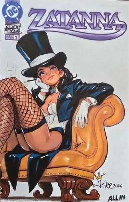 ZATANNA blank comic sketch cover original art Drawing by Jesterart
