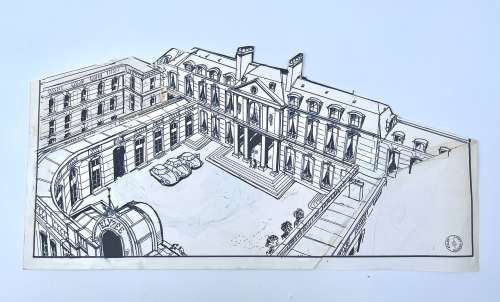 Dessin Planche Cour... | Dessin planche Cour de « l’Elyzée » d’une bande dessinée.... | misc / divers