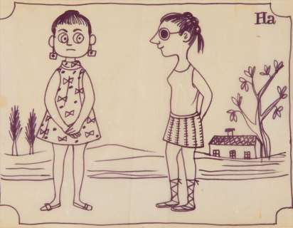 Anna Gosławska-Lipińska (Ha - Ga) (1915 - 1975) | Anna Gosławska-Lipińska (Ha - Ga) | Dwie dziewczyny, ilustracja satyryczna | Desa Unicum