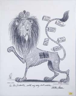 CARTOON ART 1974 BRITISH LION, BY CHICK LARSEN (1923-1991) | misc / divers