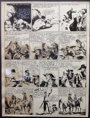 Galep, Aurelio Galleppini (Concept), Atelier Chott (Scénariste), Rémy (Concept), Rémy Bordelet (Concept) | Galep Aurelio Galleppini & Rémy Big Bill Le Casseur Planche Originale 8 du BB 69 , Encre Gouache Atelier Chott 1952 Top | 2DGalleries