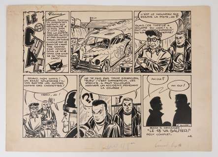 DENYS Michel Le... - Lot 340 - DENYS Michel Le chat Planche en deux strips parue dans...