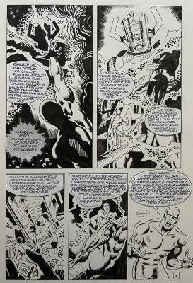 Jean-Yves Mitton (Encrage), Marcel Navarro (Scénariste), John Buscema (Concept), Stan Lee (Concept) | Jean-Yves Mitton - Mitton, Le Surfer d’argent#25, La porte étroite, 1ére partie, planche n°7, 2015. | 2DGalleries