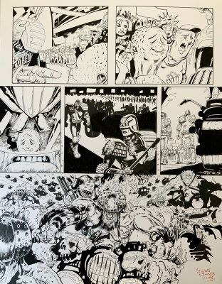 Stewart Kenneth Moore | JUDGE DREDD: The UNREALISTS, Page 8 original Inks. | 2DGalleries