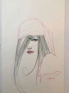 Elektra - Elektra head sketch pencil by Bill Sienkiewicz - Page volante - EO | Catawiki