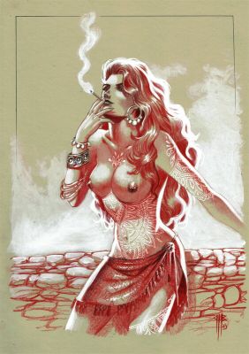 Philippe Bringel | Fille tatouée - la gitane rouge | 2DGalleries