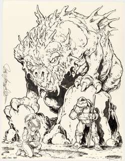 PETER LAIRD AND WENDY PINI SPECIALTY ORIGINAL ART W/DONATELLO AND CUTTER.