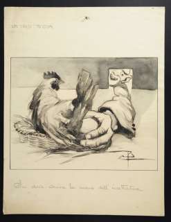 Carlo Bisi - "La crisa d’ove" Illustrazione Originale (Master Of Drawing) | Catawiki