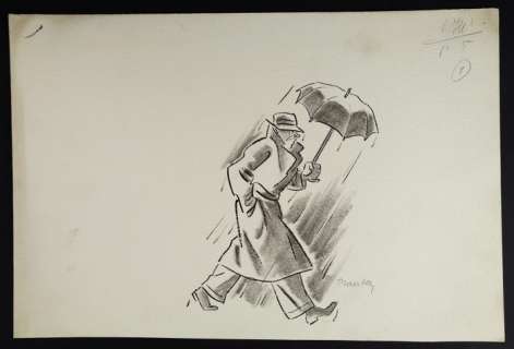 Stenis Manca - "Pioggia" Illustrazione Originale (Master Of Drawing) | Catawiki