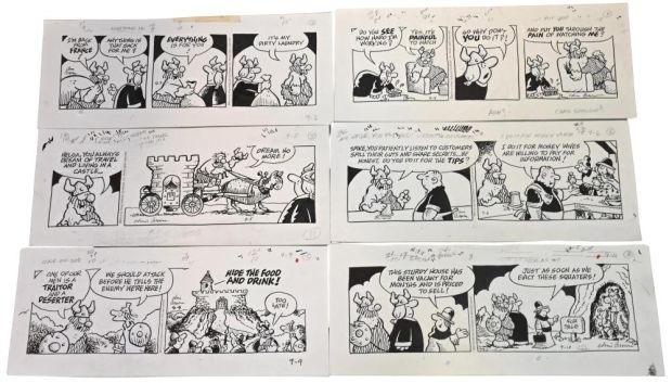 Lot 51 - 11 Chris Browne, Hagar the Horrible Daily Comic Strip Original Art Ink on paper, eleven original multi-panel daily… | misc / divers