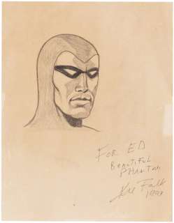 THE PHANTOM ORIGINAL ART PENCIL SKETCH & LETTER SIGNED BY LEE FALK.