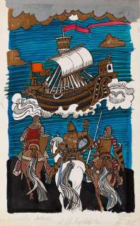 Zbigniew Rychlicki (1922 - 1989) | Zbigniew Rychlicki | "O Królu Arturze i Rycerzach Okrągłego Stołu", ilustracja, 1978 | Desa Unicum