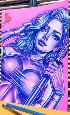 Angel Bazal | Psylocke - NEON BLADE / Bazal. 8,3x11,7 in. | Raremarq (Buy It Now)