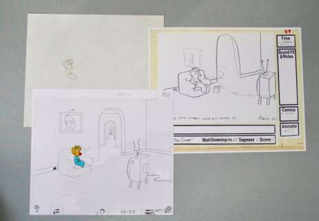 The Simpsons - Maggie - from early Tracey Ullman Show - Original Animation Production Cel and Drawing - - Matt Groening - (1988) | Catawiki