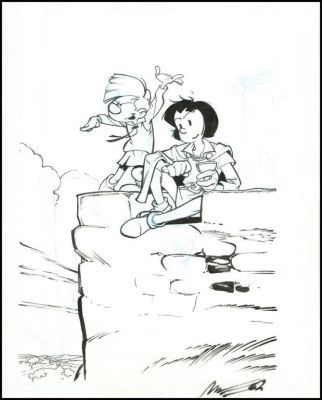 Munuera. Illustration originale Johan et Pirlouit | BDEnchères