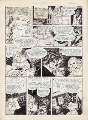 Angel Lito Fernandez | Tavola originale per Larry Mannino- Distretto 56 – episodio 32. Pubblicato prima in Argentina, poi in Italia su Lanciostory 39/1977. Cm. 28 x 38. Pag.9. | Art e Fumetto