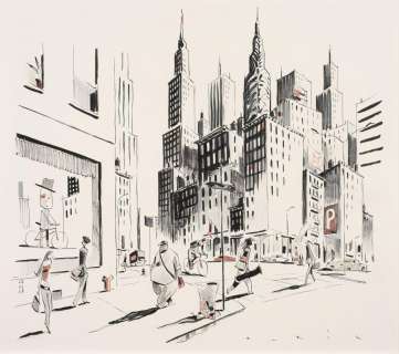 François AVRIL Né en 1961 New York Encre de Chine, crayons de couleur et mine de plomb pour une illustration représentant New... | Artcurial