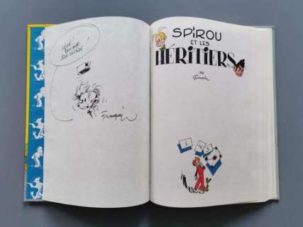 ANDRE FRANQUIN (1924-1997) DEDICATION IN INDIAN INK IN THE ALBUM ‘SPIROU ET LES HERITIERS’ APPROX. 15 X 20 CM | Goldfield