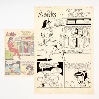 Lot 312 - Archie original artwork (1964) possibly by Dan de Carlo for Archie’s Pals’n’Gals pg 54 with colour | Comic Book Auctions ltd