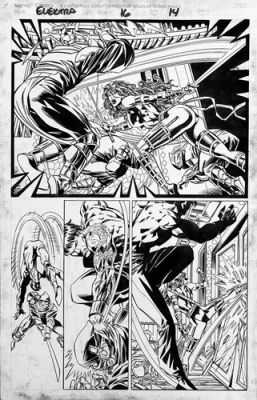 Elektra - Mike Deodato Jr Half Splash Original Art #16 Page 14 - Marvel Comics