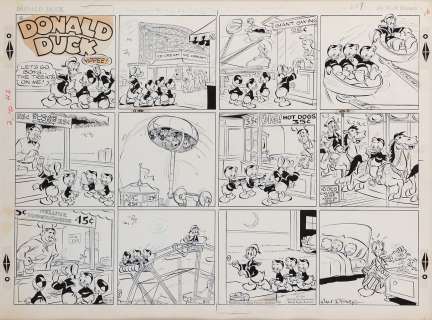 Al Taliaferro original â€œDonald Duckâ€ Sunday comic strip featuring â€œDonald Duckâ€ and his nephews. | Profiles in History