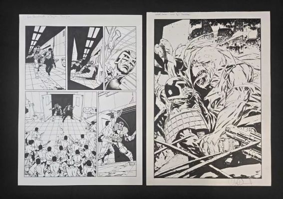 JUDGE DREDD - original comic book art, 2 pages of artwork featuring Judge Dredd one by Pat Goddard | Excalibur Auctions