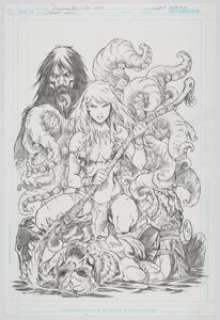 Adriano Batista Jungle Girl #2 Variant Cover 5 Original Art (Dynamite, 2009). Adriano Batista utilizes the -