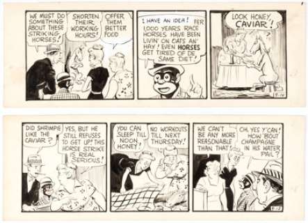 Ken Kling - Joe and Asbestos Daily Comic Strip Original Art dated 9-14 and 9-15 (New York Mirror, c. 193... (Total: 2 Original Art)