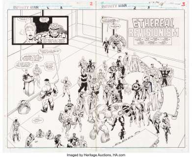 Lim, Ron | Ron Lim and Al Milgrom Infinity War #2 Double Splash Page 2-3 Original Art (Marvel, 1992).... (Total: 2 Original Art) | Heritage