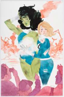 Marvel Artist - Kevin Wada - She-Hulk and Invisible Woman Specialty Illustration Original Art (c. 2012)....