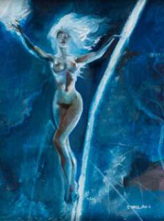 Unidentified artist - superhero sketches - Mielan Zebrowski - Storm Painting Original Art (undated)....