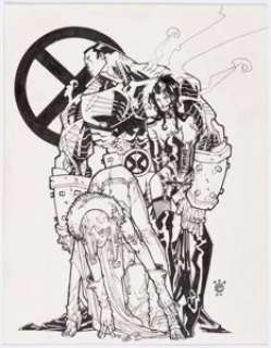 Unidentified artist - superhero sketches - Eric Canete - X-Men Illustration Original Art (Publisher, 2000)....