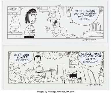 Comic strip artist - unidentified - Scott Nickel Eek! Comic Strip Original Art Group of 2 (c. 2010s). ... (Total: 2 Original Art)