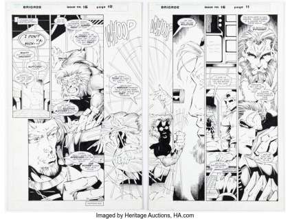 Laguna, Fabio - Fabio Laguna, Norm Rapmund, and others Brigade #16 Double Page Spread 10-11 Original Art (Image, 1995).... (Total: 2 Original Art)