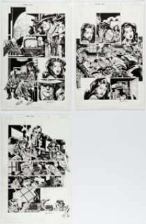 Staton, Joe - Joe Staton and Mark Stegbauer Femme Noir: The Dark City Diaries #1 Autographed Original Art Group of 3 (Ape Entert... (Total: 3 Original Art)