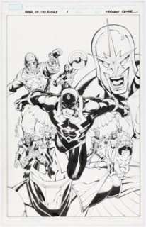 Sandu Florea [Ron Lim printed blue lines] War of Kings #1 Variant Cover Original Art (Marvel, 2009). | Heritage