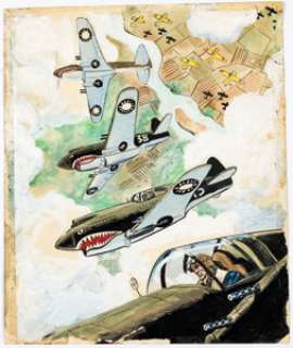Wally Wood - Flying Tigers Squadron Painting Original Art (c. 1960s). | Heritage